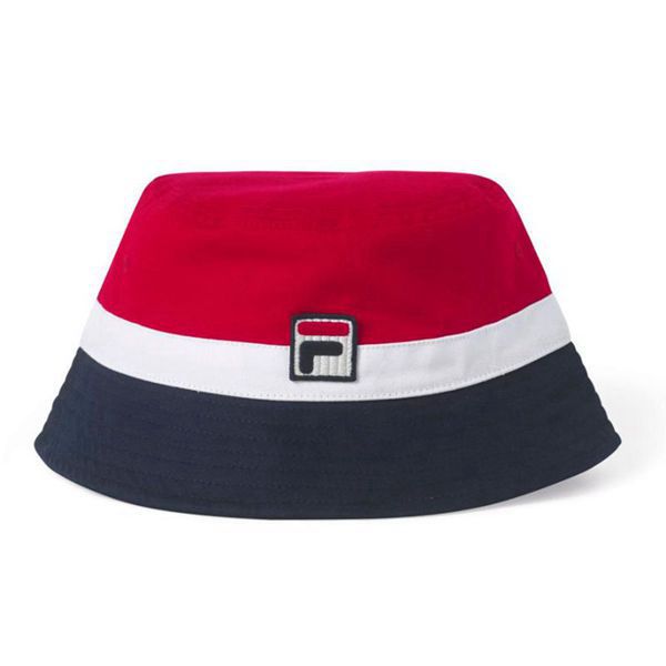 Fila Basil Bucket Hats - Red/White/Navy,NZ 625-17356